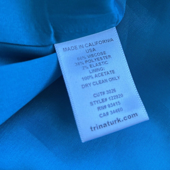 Trina Turk Nalin Blue Teal Pencil Skirt in Azure Turquoise Size 6 - Picture 7 of 8